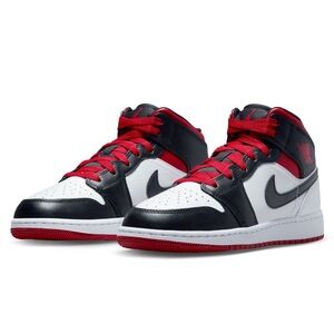 Jordan 1 MID (PS) White / Gym Res-Black Sneakers 12c